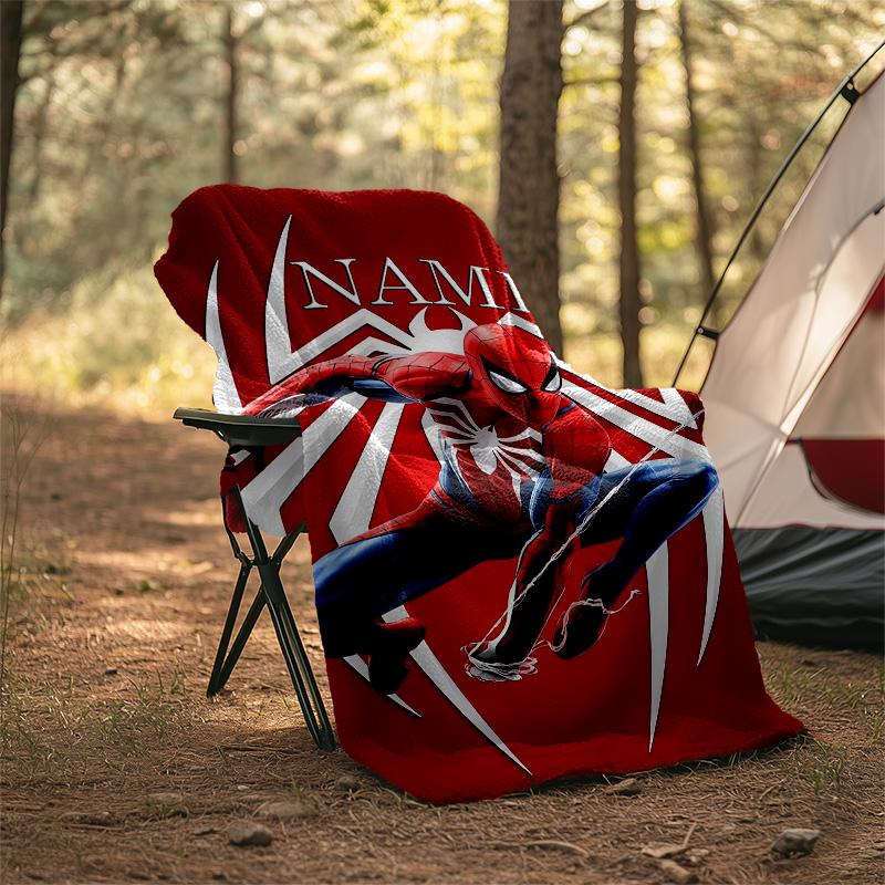 Customizable Spider Man Throw Blanket – Personalized Name, All-Season Cozy Snug Blanket, Machine Washable, Personalized Blanket