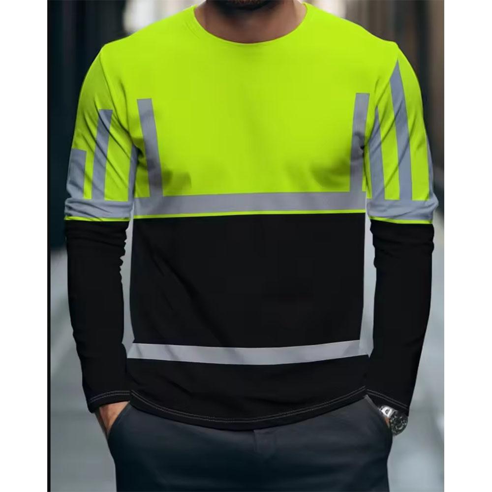Secure Logo Color Blocking T-shirt 3D Full Print Design Tees Long Sleeve Casual Autumn Casual Tshirts Unisex Streetwear Clothing