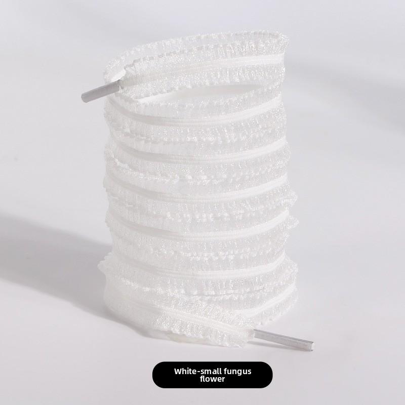 1 Pairs Elastic Lace Shoelaces with Ruffled Trim -Fairy Wind Shoelaces with Wooden Ear Edge