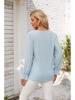 2024 Women's Solid Color V-Neck Long Sleeve Casual Loose T-Shirt