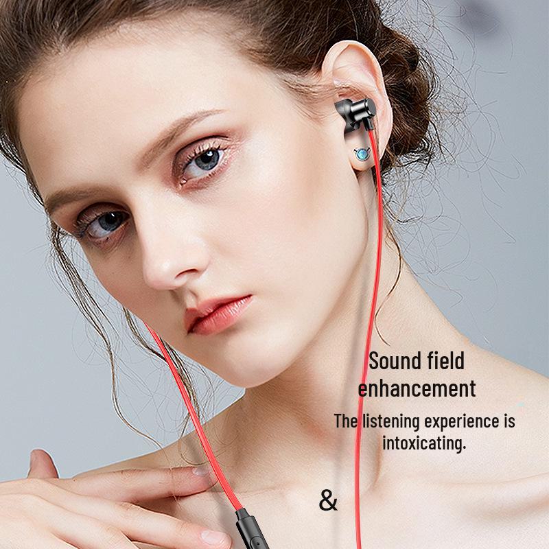 Металлические внутриканальные проводные наушники с плоским кабелем, мощными басами и микрофоном для караоке и игр