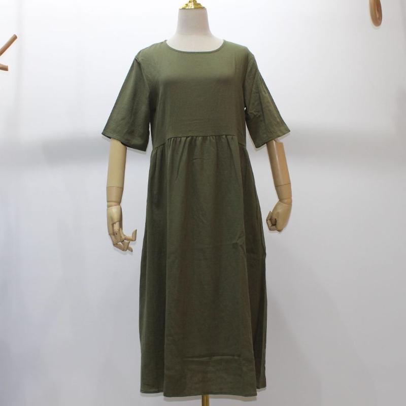 GMXIA Весна/лето О-образный вырез рукава 1/2 большого размера повседневные свободные длинные однотонные хлопковые платья