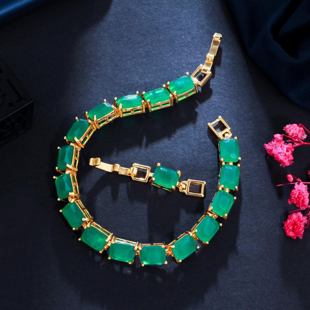 Браслет «Квадратный» с полным бриллиантом Aaa цирконом, с гальваническим золотым покрытием, женское украшение