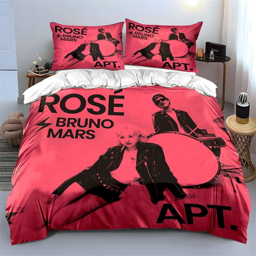 Pink Retro Rock Band Poster Bedding Duvet Cover Set Duvet Cover Pillowcases (1*Duvet Cover 2*Pillowcases, without duvet insert)