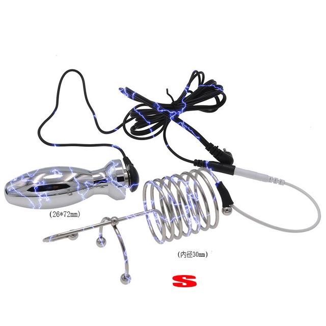 БДСМ Электрический Шок Анальная Пробка Пенис Пробка Электросекс Кольца E-стим Стимулятор Ануса Клетка Целомудрия Мастурбация Секс-Инструменты Для Мужчин