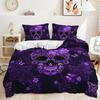 Purple Skull Three-Piece Quilt Cover 3D Digital Printing Bedding Set Bed Cover