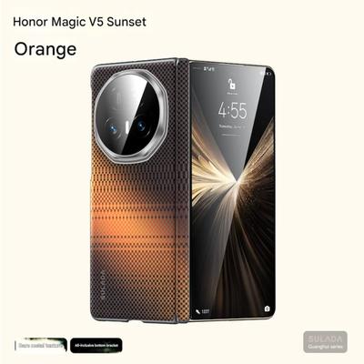 Роскошный чехол из углеродного волокна кевлара и кожи для Honor MagicV5 3 Ультратонкий, приятный на ощупь, с поддержкой Magsafe для беспроводной зарядки, противоударный чехол