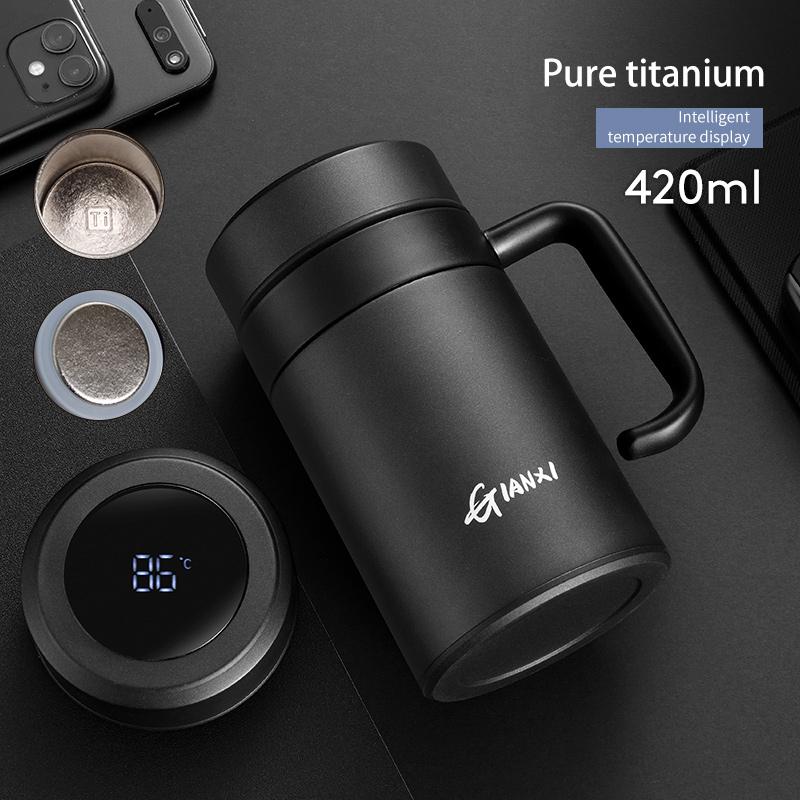 Титановая термоизоляционная кружка с двойными стенками и фильтром, переносная бутылка для чая, кофе с крышкой и водой
