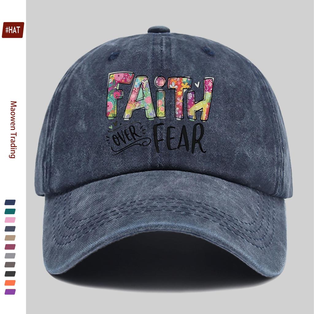 pc FAITH FEAR Letter Print Baseball Cap Lightweight And Breathable Suitable for Spring Summer Design Sun Hat Travel Party