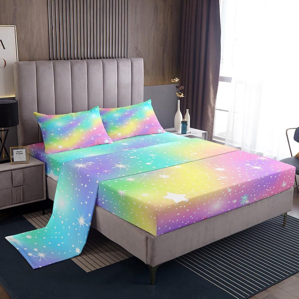 Cartoon Animal Fox Owl Hedgehog Deer Pattern Bed Hat Four-piece Set Bedroom Dormitory Bedding Decoration