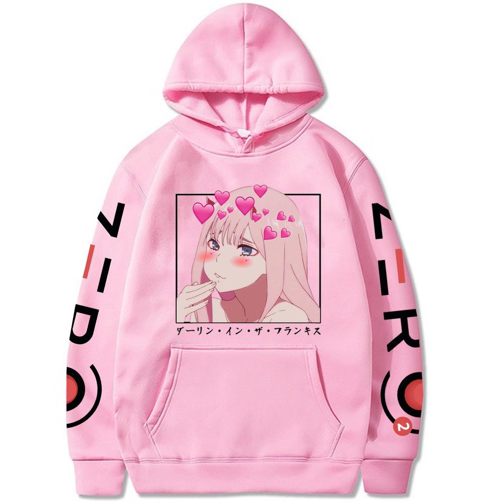 Милый во Франксе Зеро Два Худи Мужской Женский Харадзюку Пуловер Уличная Одежда Унисекс Осень Зима Плюшевый Свитер