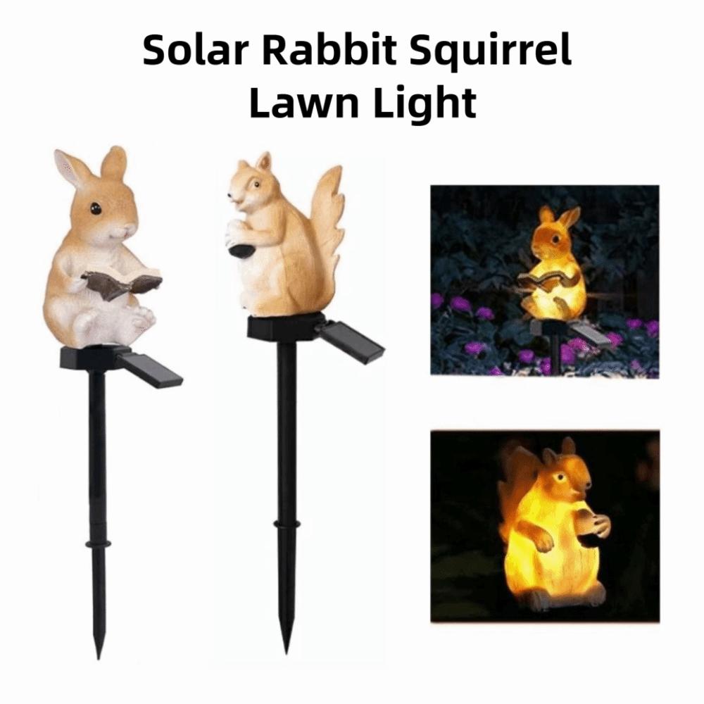 Waterproof Solar Animal Lamp Ground Insertion Cute Outdoor Solar Light Realistic Decorative Rabbit Squirrel Lawn Light Outdoor