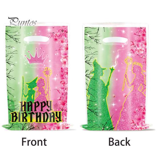 Подарочные пакеты для вечеринки ведьмы, зеленые и розовые пакеты для сладостей, пластиковые подарочные пакеты для закусок для девочек, принадлежности для вечеринки по случаю дня рождения ребенка