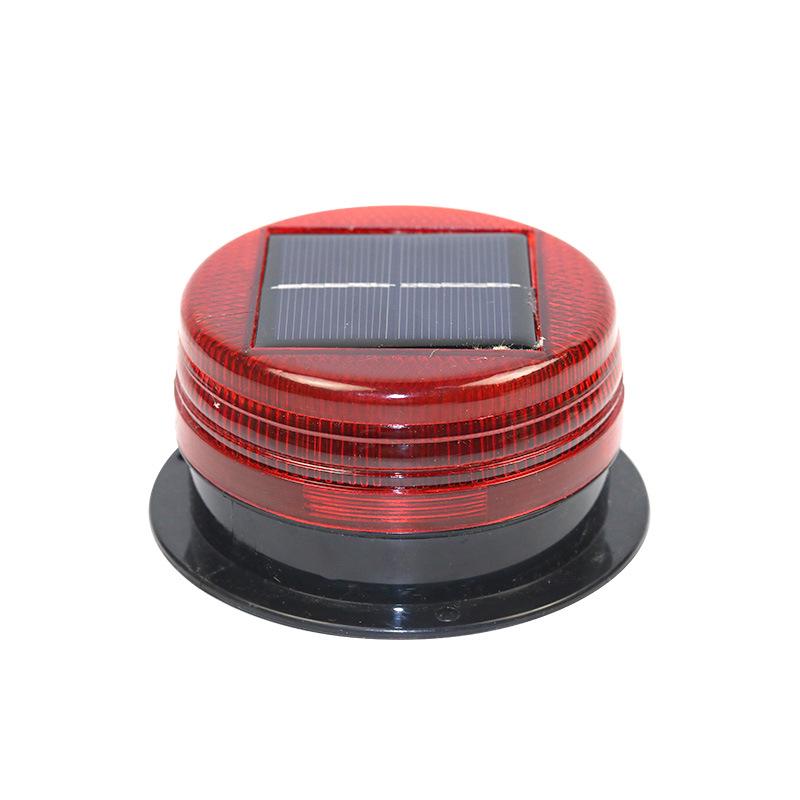 Solar-Powered LED Red-Blue Strobe Warning Light for Night Construction and Traffic