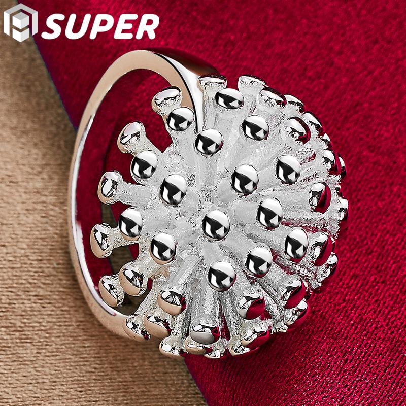 Ювелирные изделия в виде кольца из стерлингового серебра 925 пробы с фейерверком и кораллом