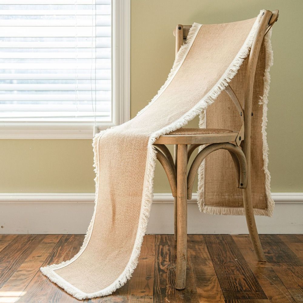 Джутовая скатерть-дорожка с кисточками, натуральные материалы, скатерть, настольный флаг, покрытие для стола, декор для стола