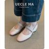Super Soft Sheepskin French Single Shoes Women's Leather Thick Heel Ballet Shoes Are Beautiful and Not Tired, Middle Heel Retro Mary Jane Shoes