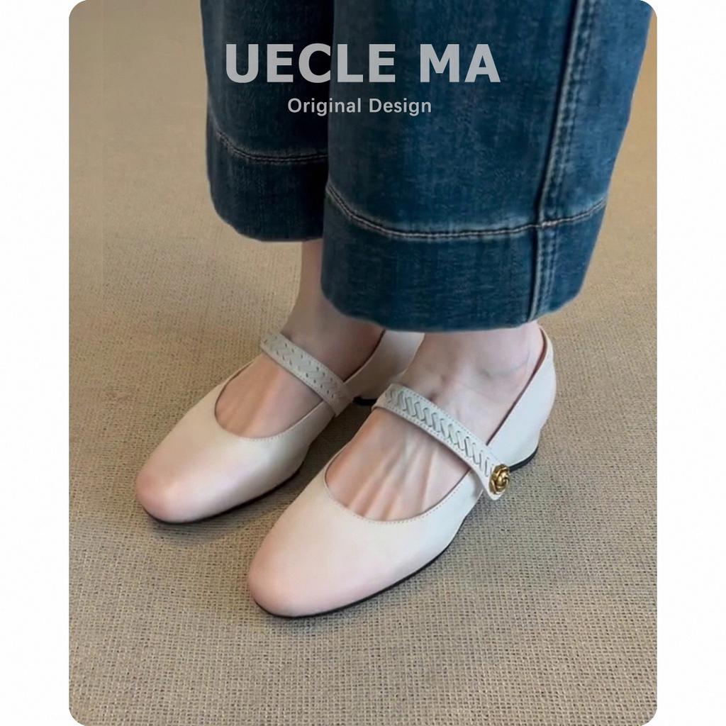 Super Soft Sheepskin French Single Shoes Women's Leather Thick Heel Ballet Shoes Are Beautiful and Not Tired, Middle Heel Retro Mary Jane Shoes
