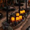 Spooky Party Table Centerpieces 6 Pcs Battery Operated Flameless Tea Lights, Orange Flickering Electric Fake Scary Theme Supplies Candles, Halloween