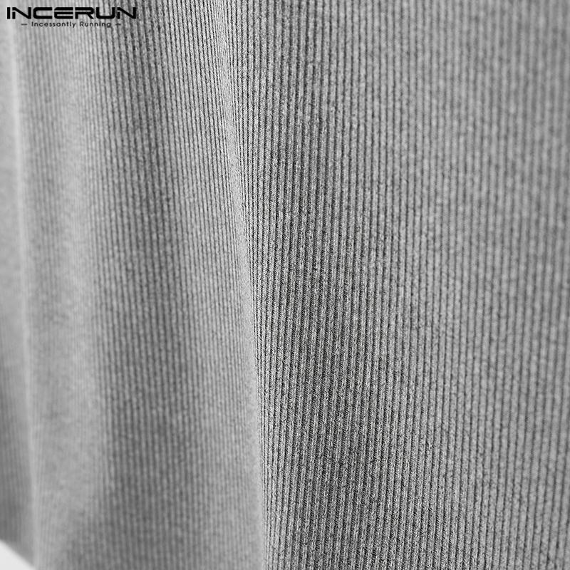 INCERUN Мужские безрукавные повседневные худи-майки в рубчик на молнии