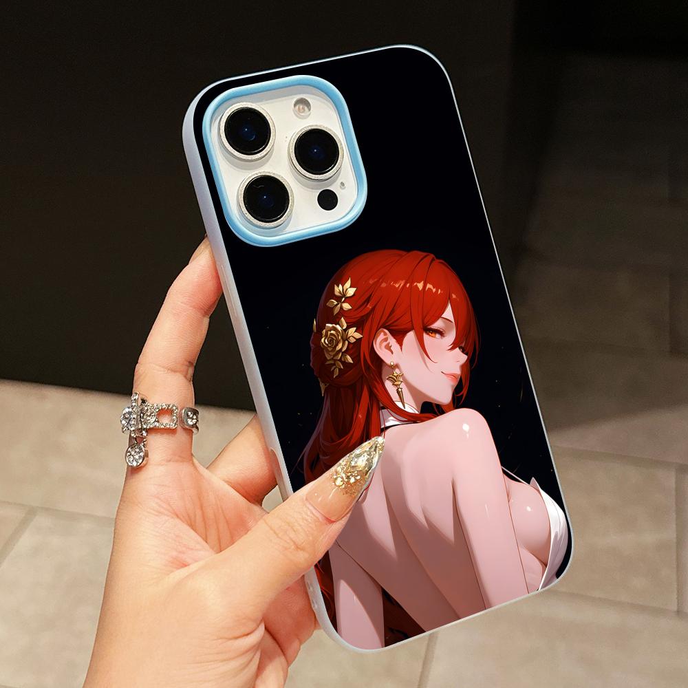 HSR Himeko Jelly Двухслойный светло-голубой чехол для мобильного телефона для iPhone 17 16 15 14 13 12 11 Air Pro Max Plus Защитный