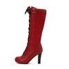 Red White Women Knee High Boots Platform Spike High Heel Big Size 50