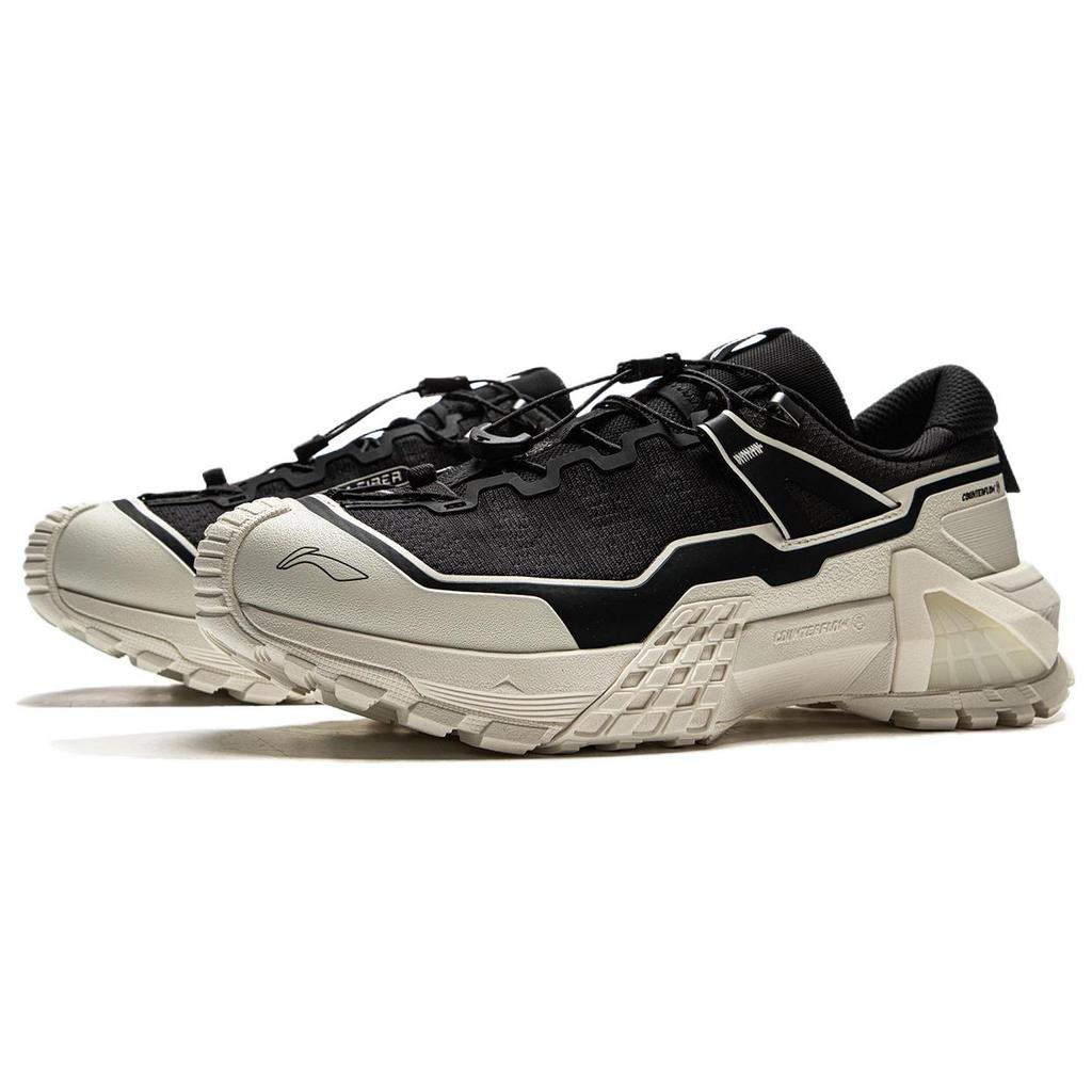 Li Ning CF Hiking Pro Модные Удобные Прочные Водонепроницаемые Дышащие Кроссовки для Хайкинга с Низким Верхом Унисекс Кроссовки для Хайкинга Черно-Белые AHTU017-10