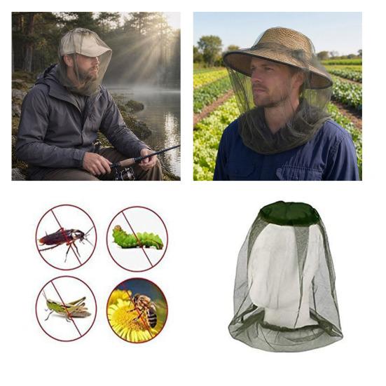 Outdoor Mosquito Head Net, Insect Fly Protection Face Net for Men Women, Extra Large Fine Mesh Face Netting for Camping, Hiking,
