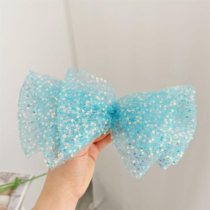 Sequined Clip Bow Barrettes Summer Mesh Flower Hairpin Headdress Head Hair Accessory