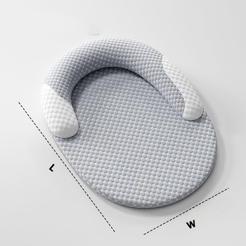 Summer Cooling Dog Bed with Raised Neck Pillow, Breathable Pet Cooling Cat Mat, Non-Slip Washable Round Bed for Cats Small Dogs