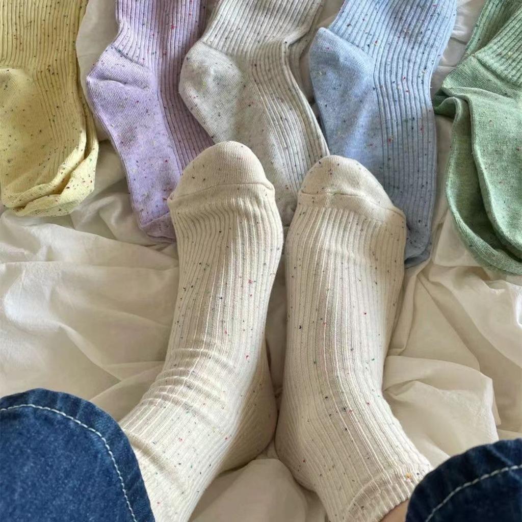 Oatmeal Stacking Socks Children'S Spring And Autumn Medium Tube Socks Pure Cotton Trendy Idea Yarn Confinement Stockings Summer Thin
