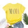 MAMA Cotton T-Shirt Short Sleeve Round Neck Women 2d Print Tops