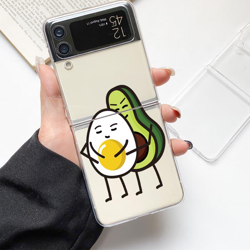 Милый Авокадо Детский Йога Модный Чехол для Телефона для Samsung Galaxy Z Flip 3 4 5 6 7 Жесткий Складной Z Flip4 ПК Чехол Защита Подарок