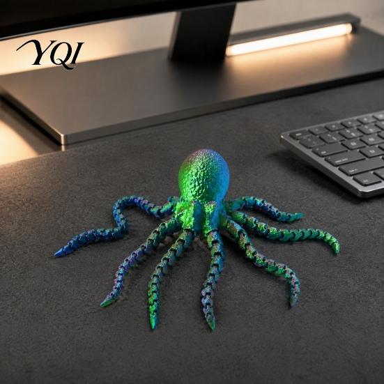 Stress Relief Fidget Toy 3D Printed Octopus Sea Animal Toy, Flexible Articulated Tentacle Figurine, Unique Home Decor Desktop Decoration with Movable