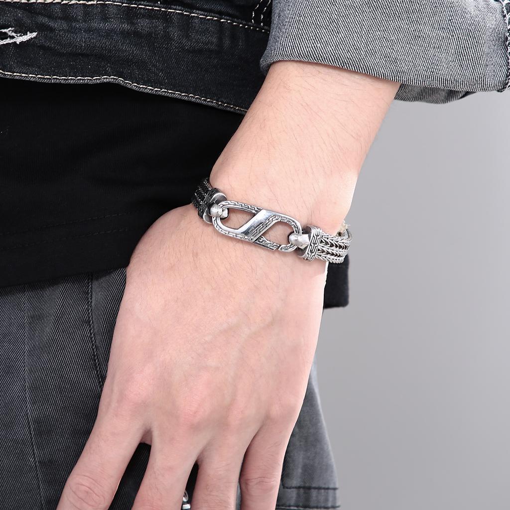 10mm Stainless Steel Woven Chain Men's Bracelet Simple Spring Clasp Jewelry Gift Accessories Gothic