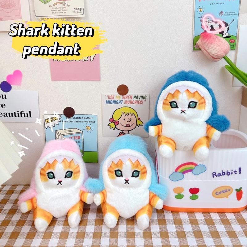 Милая плюшевая игрушка в виде акулы, кота, мультяшная кошечка, мягкая кукла, брелок для ключей, автомобильный брелок, сумка, декор, подарок другу