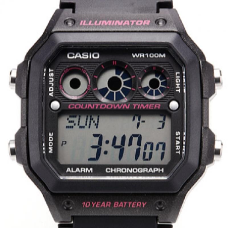 Casio Ae 1300wh 1a2vdf  Ae 1300wh 1a2  Цифровые квадратные спортивные часы Soldier для мужчин с полиуретановым ремешком