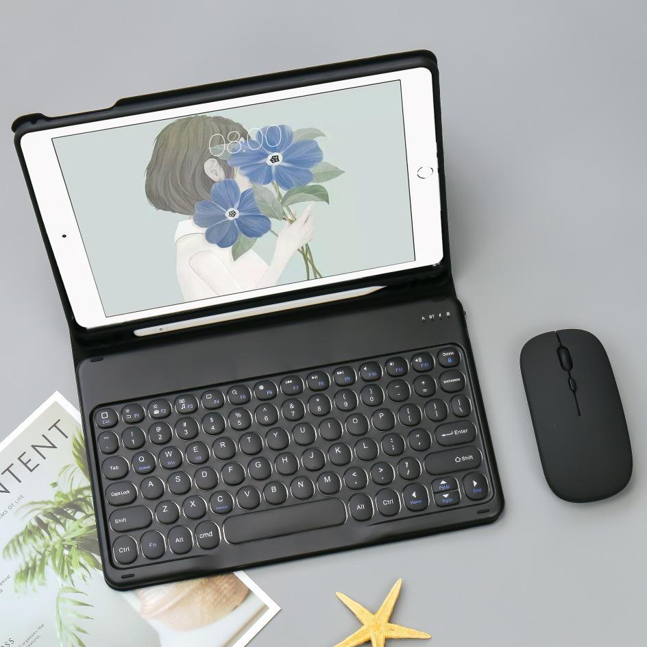 Чехол-клавиатура Bluetooth для iPad Pro Air 11 2025, Корпус с круглыми клавишами, Совместим с 10.2 Кожаным чехлом