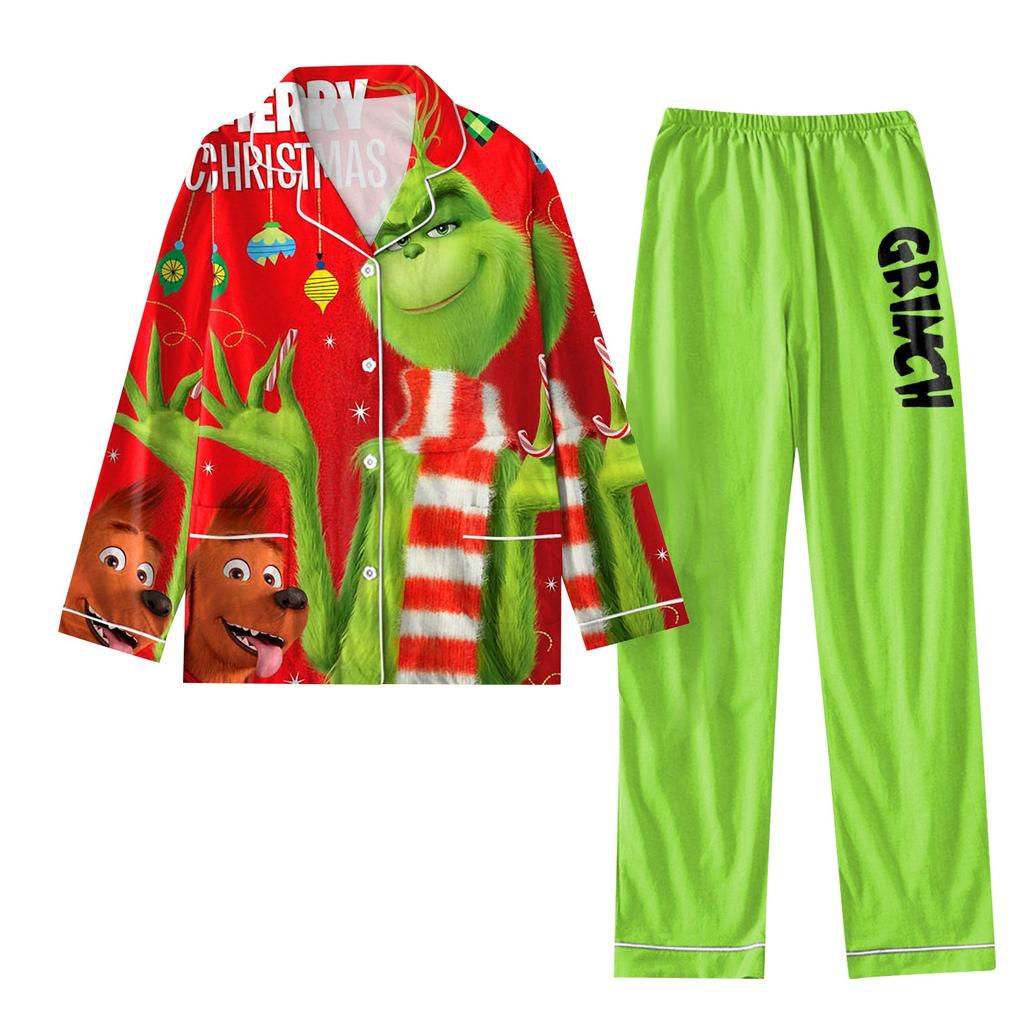 Женский костюм из 2 предметов с принтом, топ на пуговицах с длинными рукавами, широкие брюки, комплект, пижамный домашний повседневный костюм