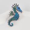 Creative Glittery Seahorse Brooch Pins Women Full  Hippocampus Brooches Classic Animal Badge Jewelry Accessories Gifts