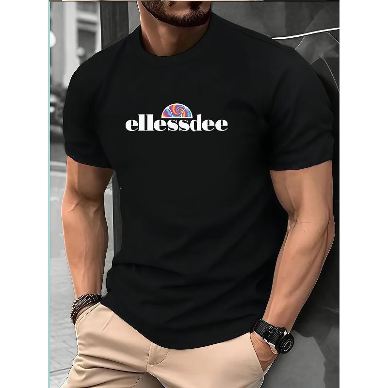 Европейские размеры Ellessdee Винтажная уличная футболка для & - Королевский синий Подходит для повседневной носки, спортзала,, Тренировок | Прочный принт с логотипом Футболка с круглым вырезом