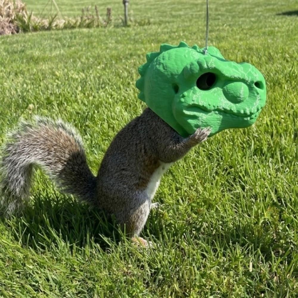 Large Capacity T-Rex Head Squirrel Feeder 3D Printed Squirrel Feeder Ornament Home