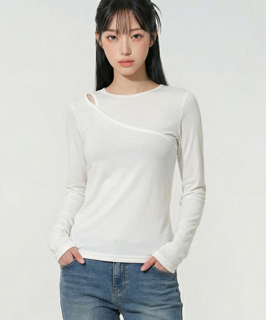 TOPGIRL Cutout Asymmetrical Round Top_T611Tp123