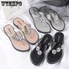 Rhinestone Flower Flip-flops for Women Summer Beach Shoes Women's Bathroom Ins Flip-flops Splint Slipper Female