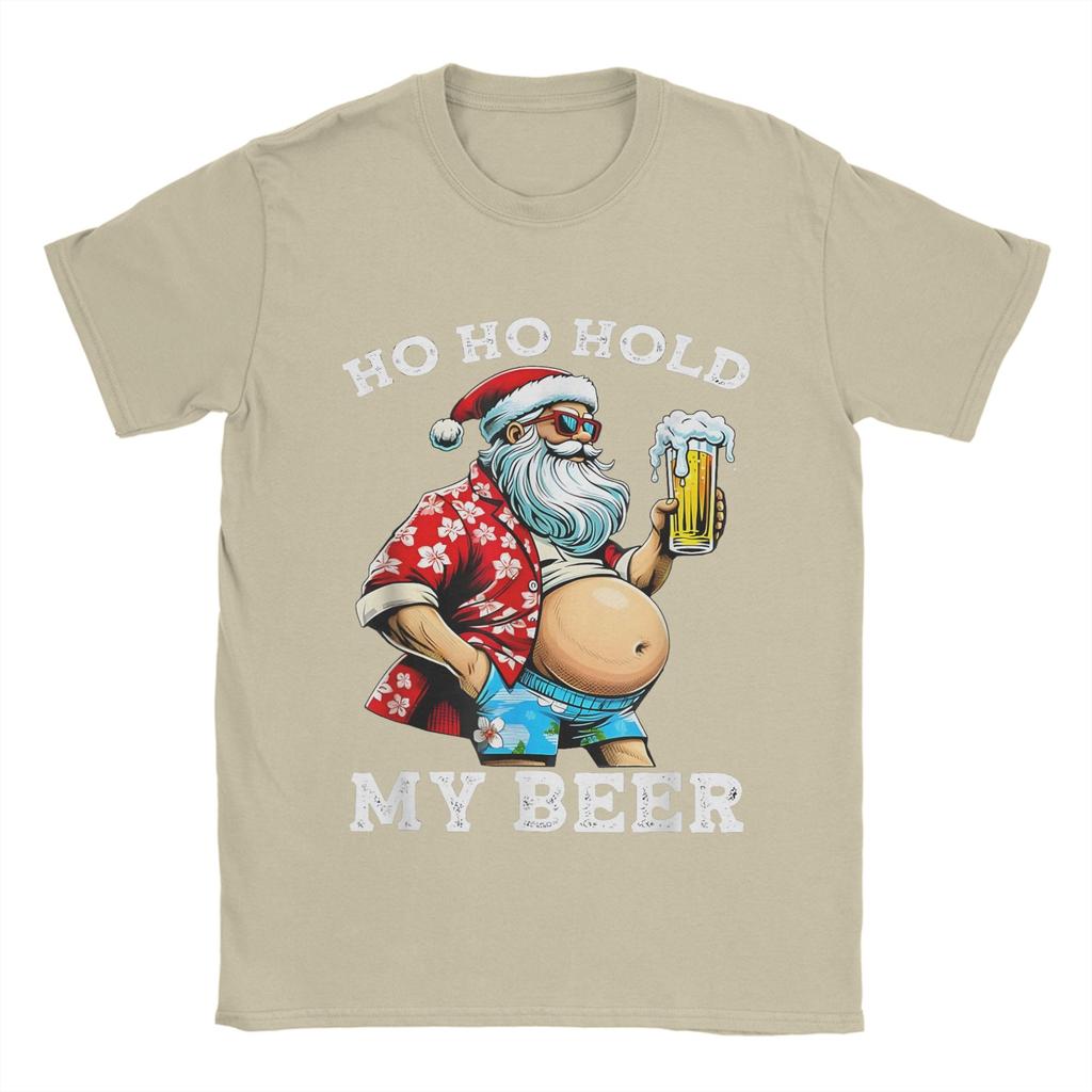Christmas and beer T Shirts for Men 100% Cotton Novelty T-Shirt Round Collar Tee Shirt Short Sleeve Clothing Graphic