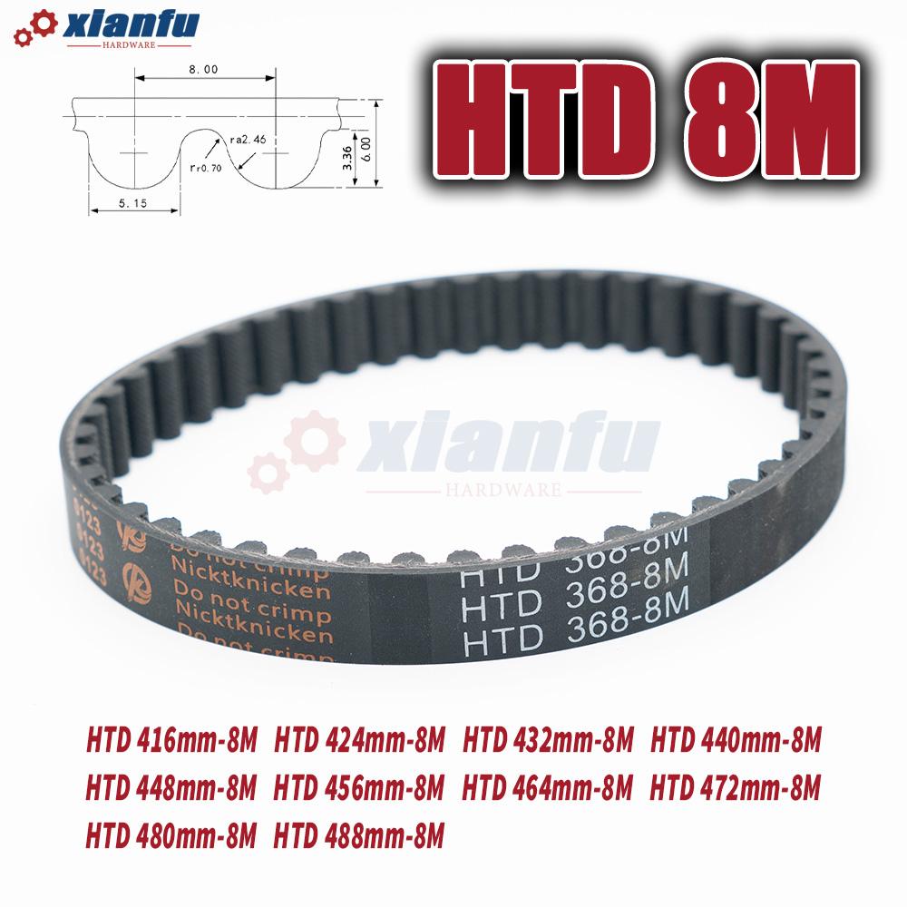 HTD 8M Timing Belt Rubber Perimeter 416 424 432 440 448 456 464 472 480 488mm Width 10~50mm HTD8M Drive Machine CNC Transmission