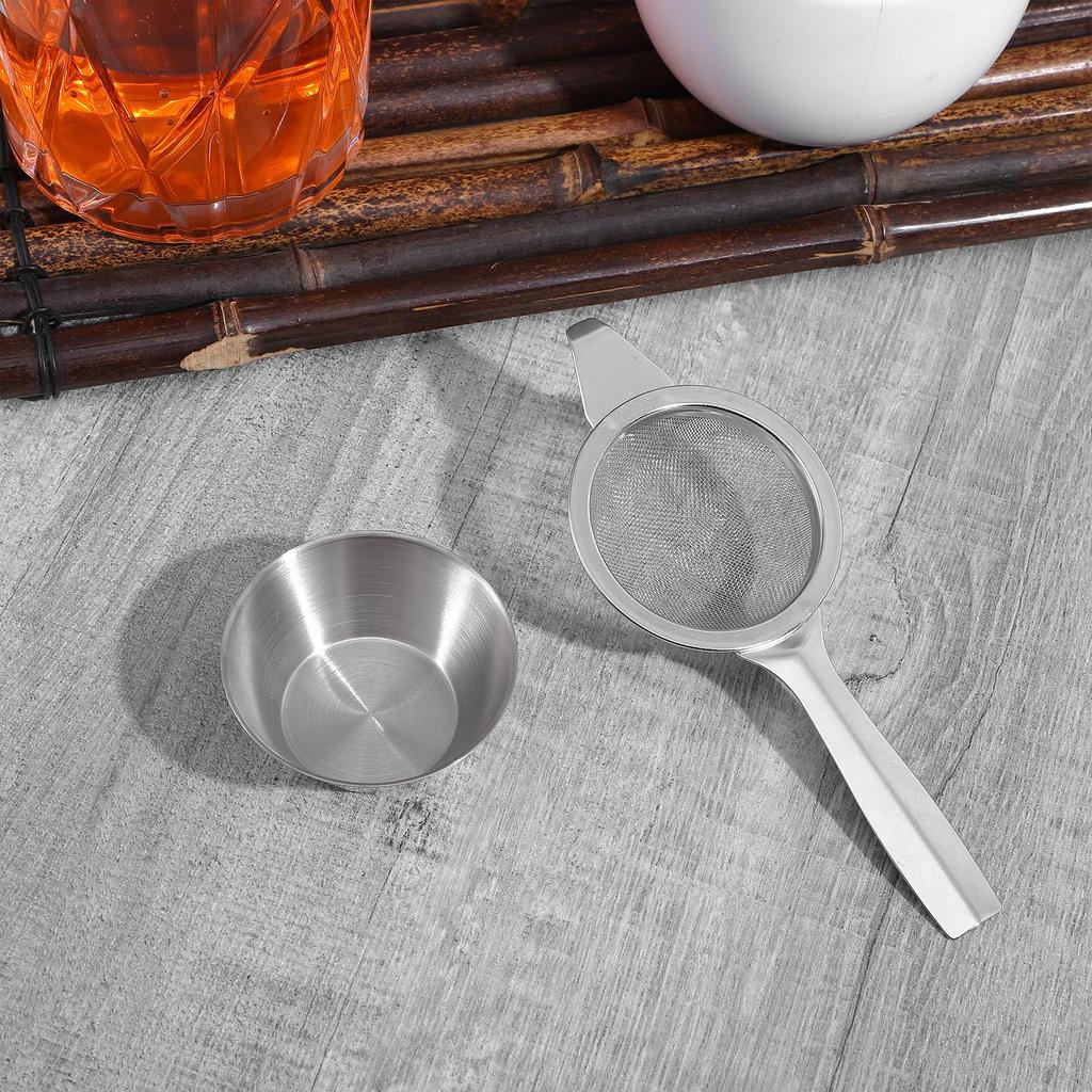Stainless steel silver single handle support fine mesh filter screen tea filter