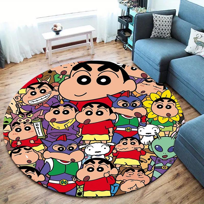 Crayon Shinchan Round Area Rug Carpet Rug For Living Room Bedroom Sofa Playroom Decor Nonslip Floor Mat