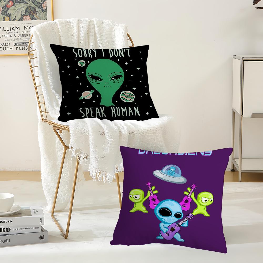 UFO We Come To Party Funny Alien Pillow Case Suitable For Bedrooms Living Rooms Cars Home Decoration