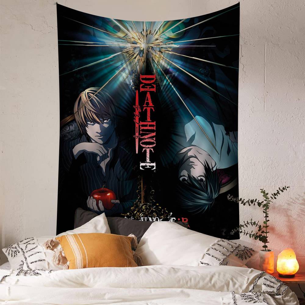 Death Anime Note Anime Tapestry Hippie Flower Wall Carpets Dorm Decor Wall Hanging Home Decor
